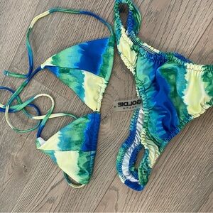 Goldie swimwear Blue and Green Bikini Set